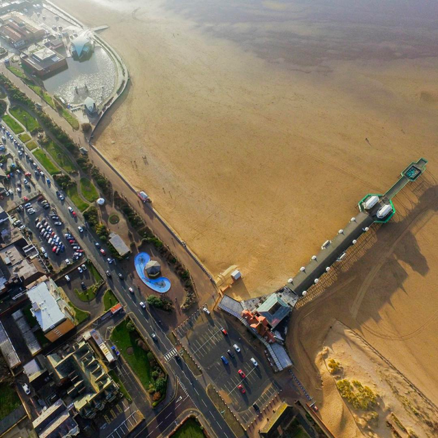 A drone's eye view of St Annes pier.